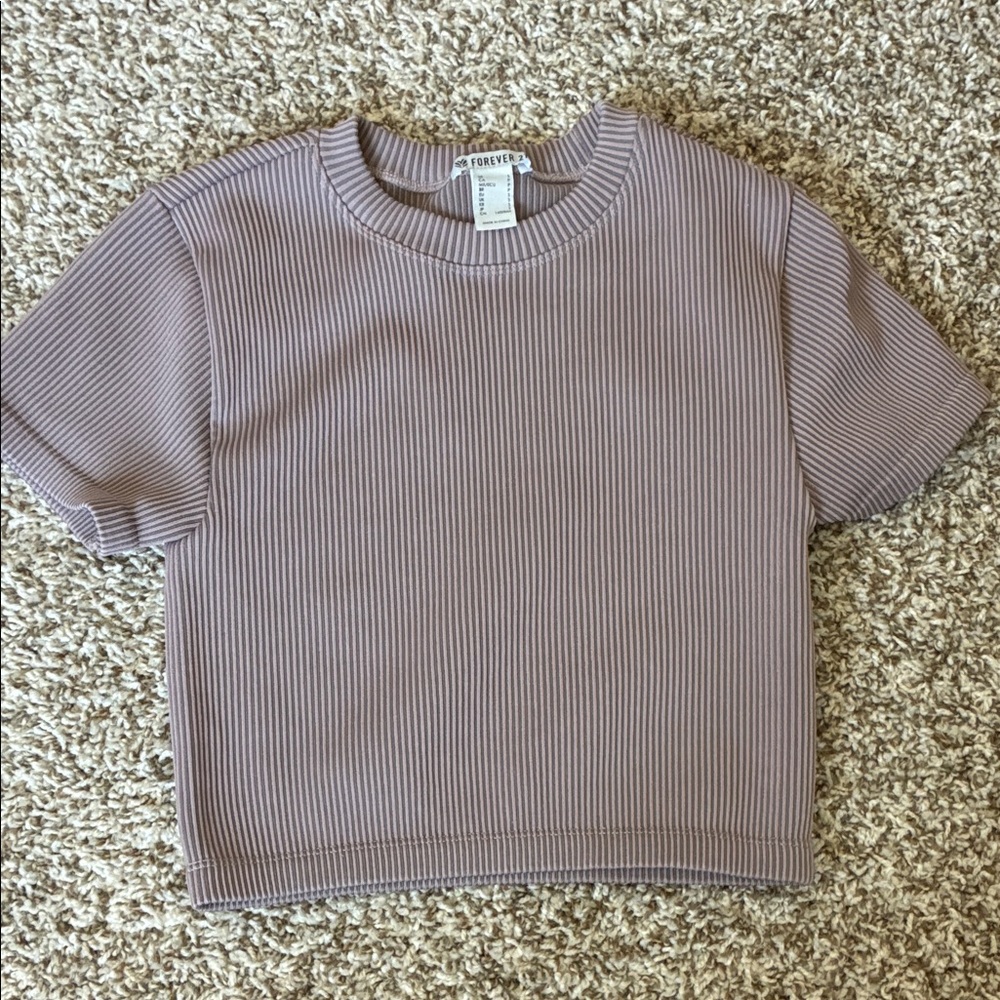 Forever 21 Ribbed Mauve Crop Top